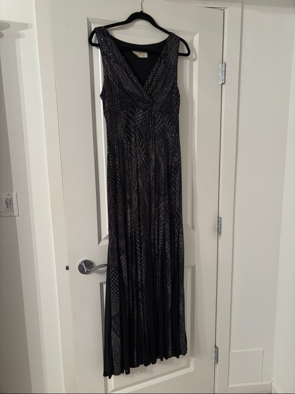 Sleeveless Black Metallic Maxi Dress